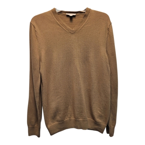 GAP Men's Light Camel Soft Merino Wool V-Neck Sweater - Size M - Picture 2 of 8